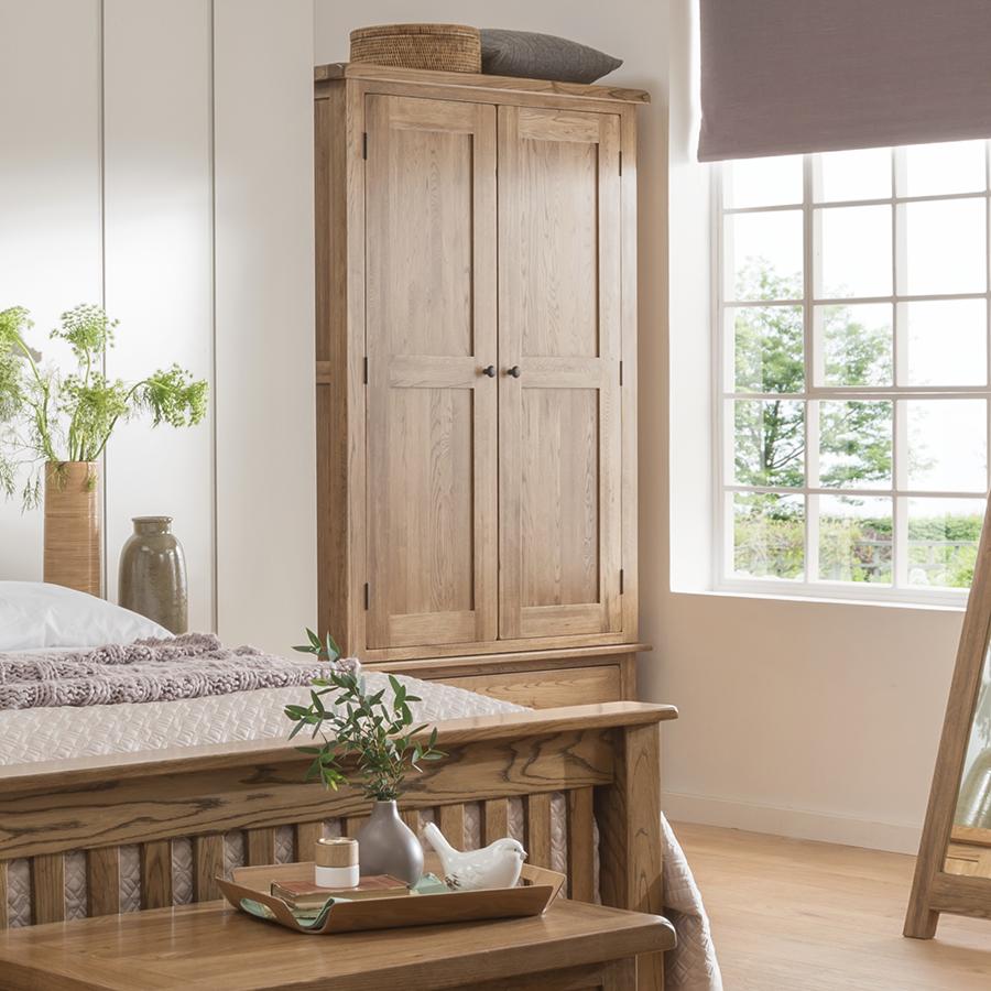 Sherwood Dark Solid Oak 1 Drawer Wardrobe